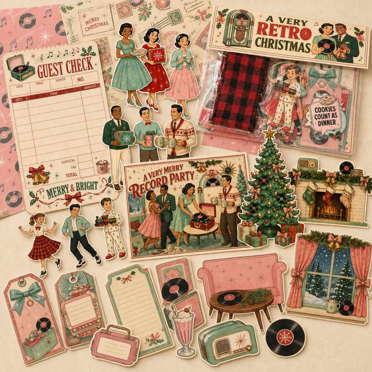 A Very Retro Christmas Ephemera Pack
