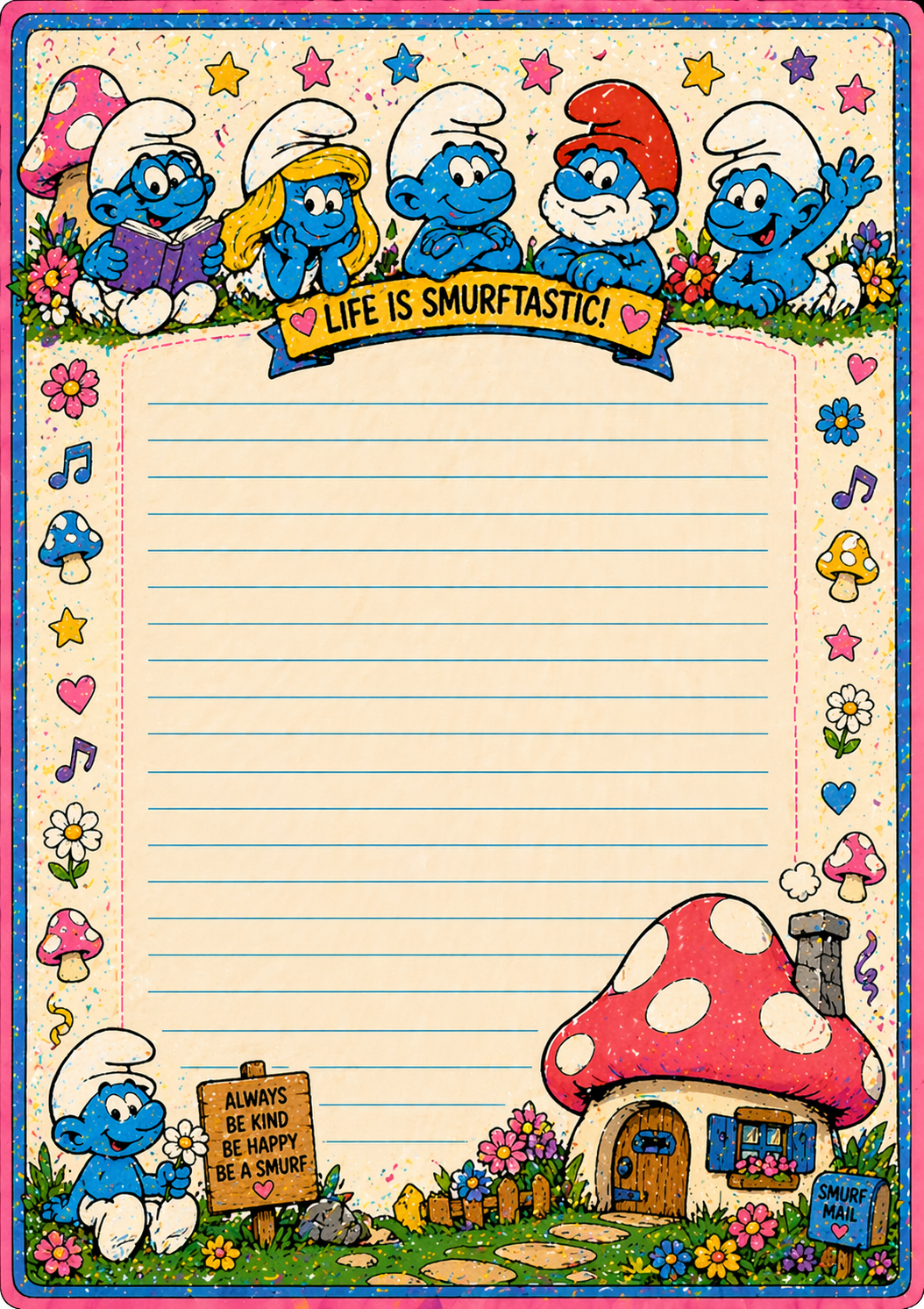 CLASSIC CARTOON STATIONARY "SMURF"