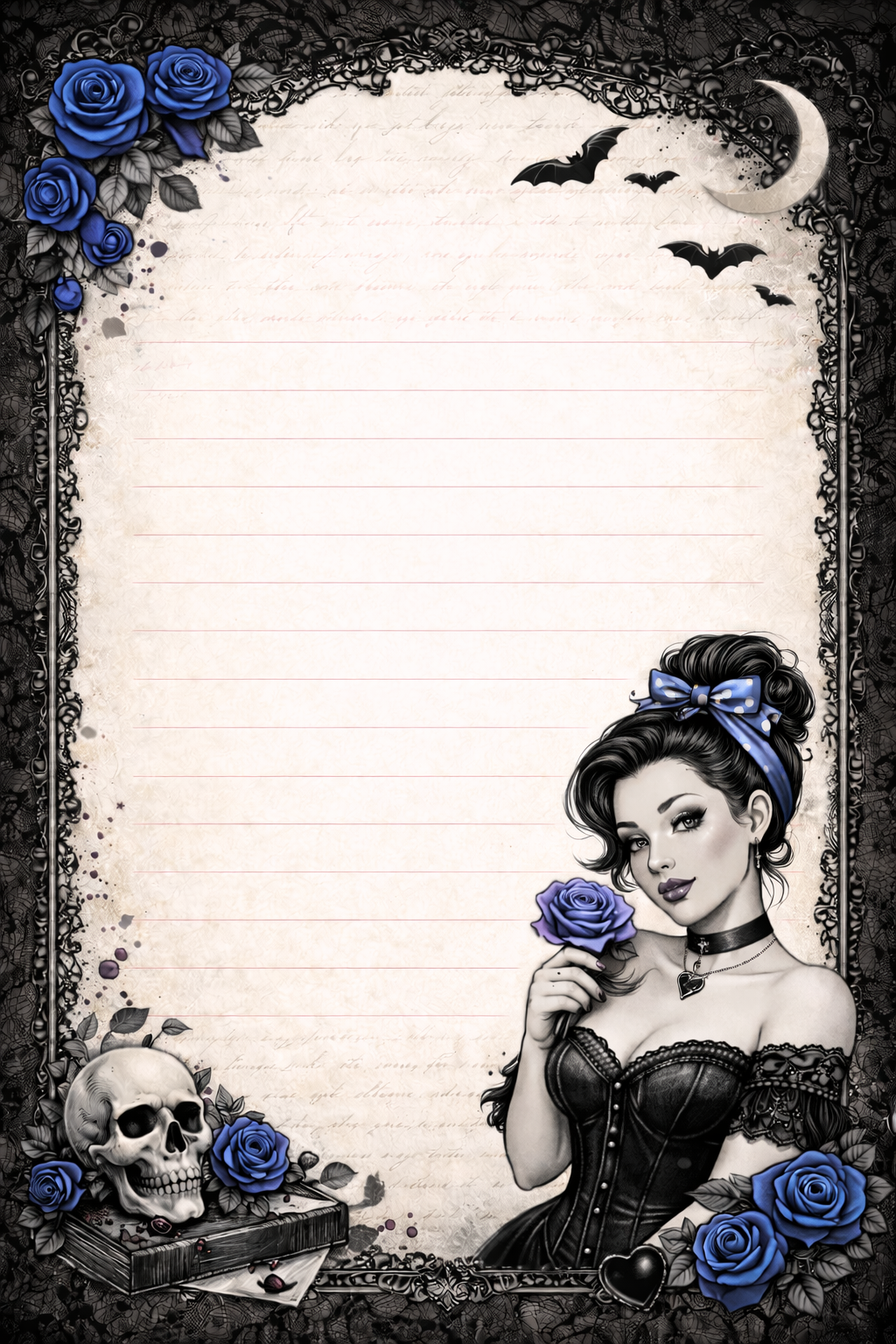 DARK BLUE GOTH STATIONARY