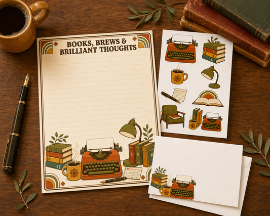Retro Bookish Stationery Set