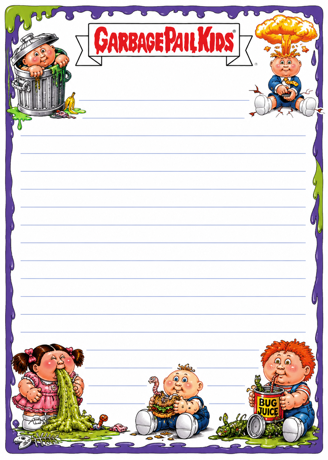 Garbage Pail-Inspired Stationary set