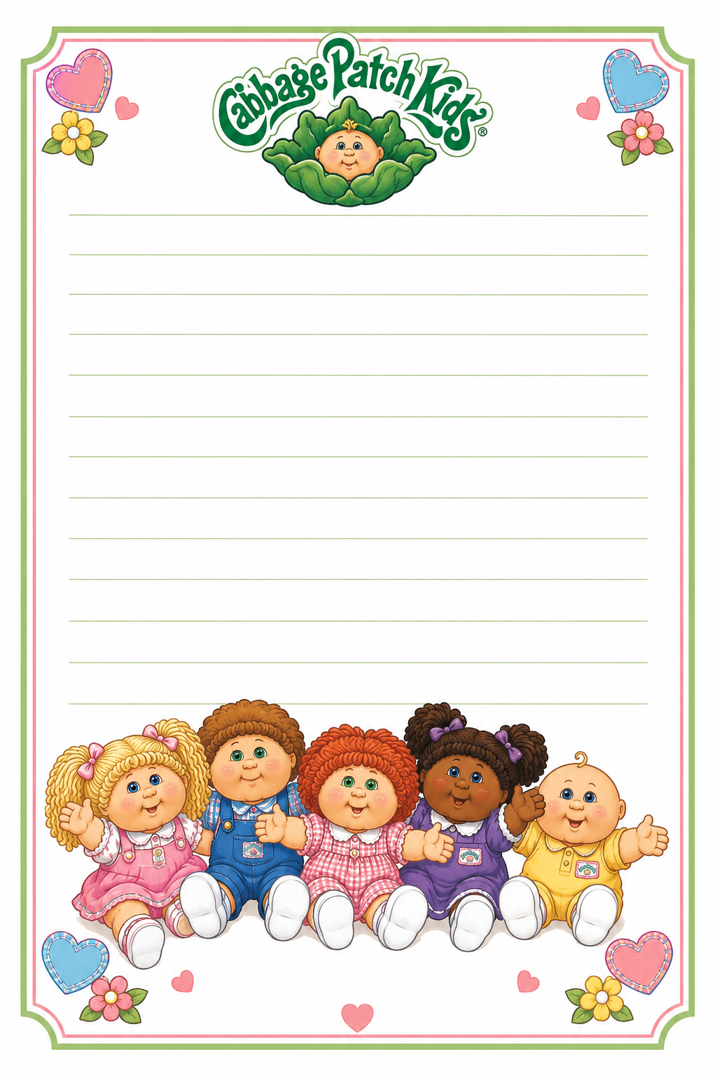 Cabbage Patch-Inspired Stationary Set