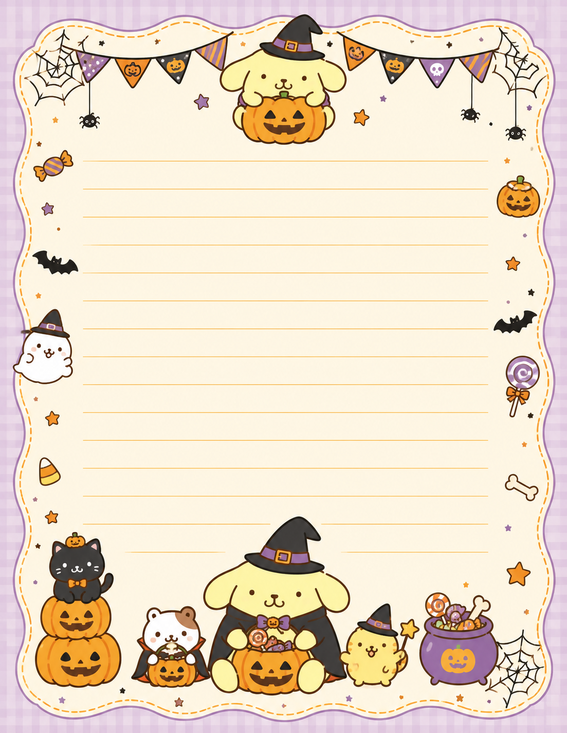Halloween PomPom Inspired Stationary Set
