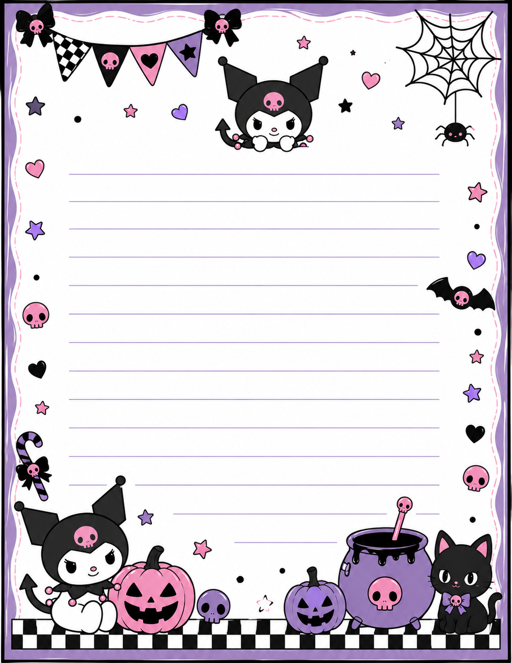 Halloween Kuromi-Inspired Stationary Set