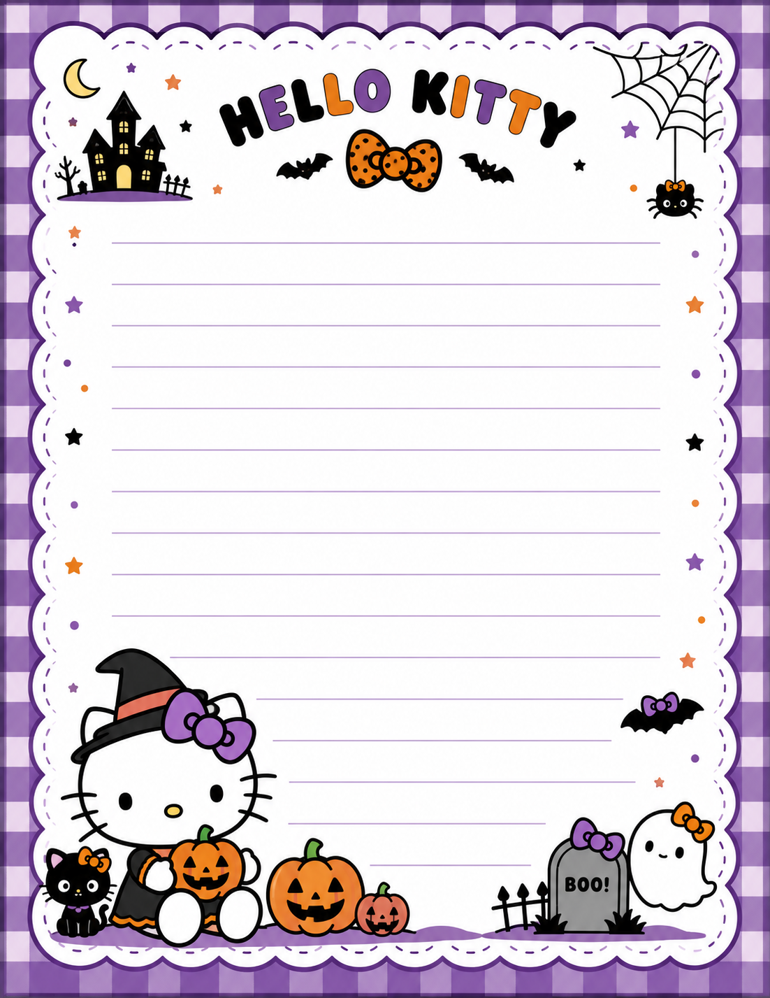 Halloween Hello- Kitty-Inspired Stationary Set
