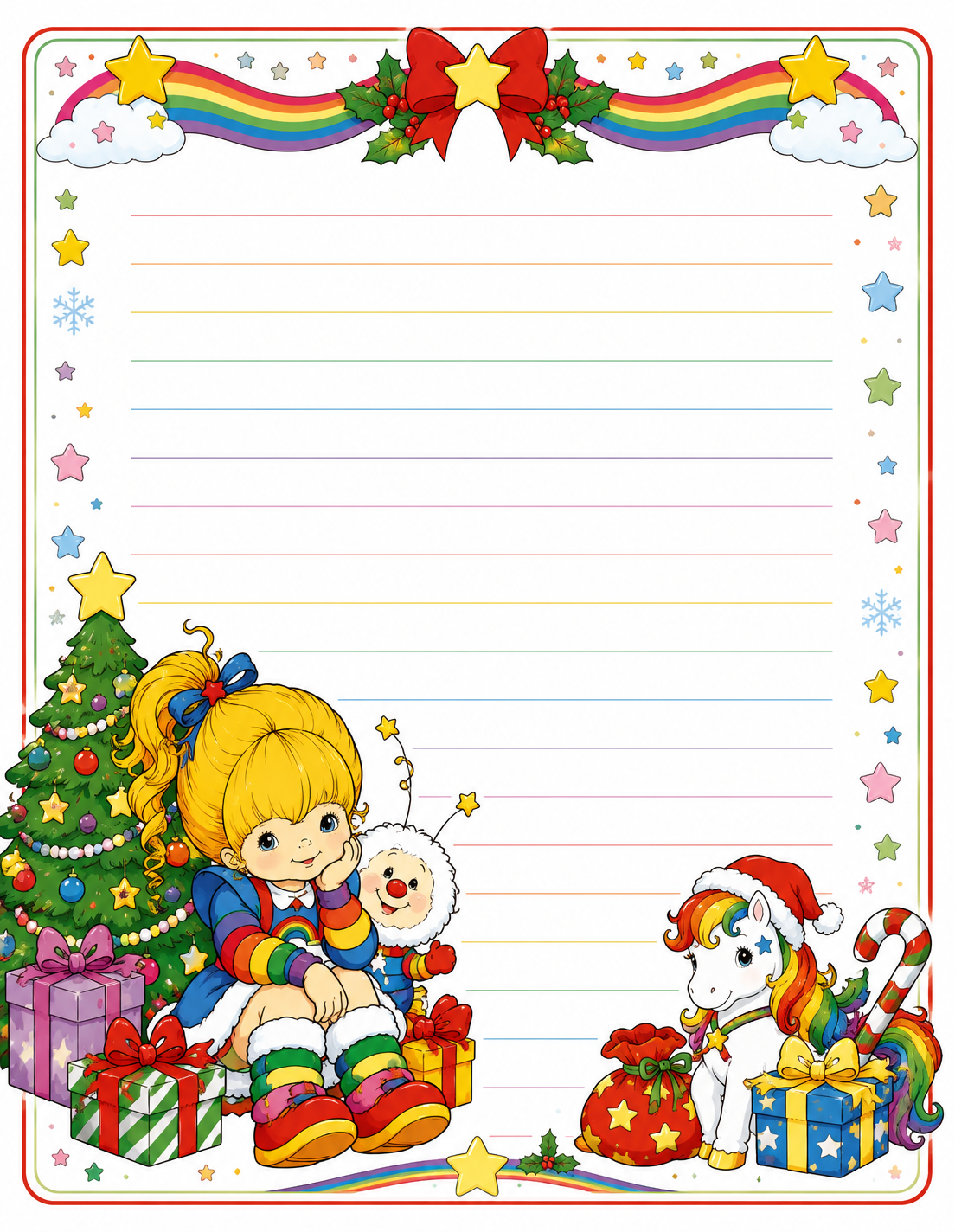 Rainbow Brite Inspired Christmas Stationary
