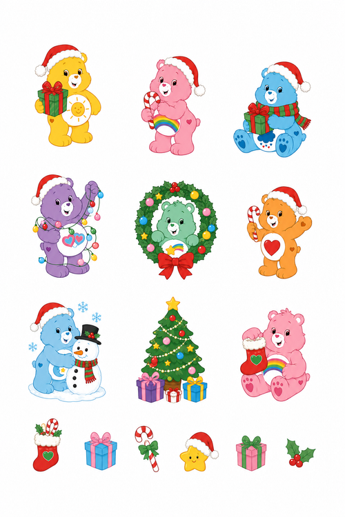A care Bear-Inspired Christmas Stationary
