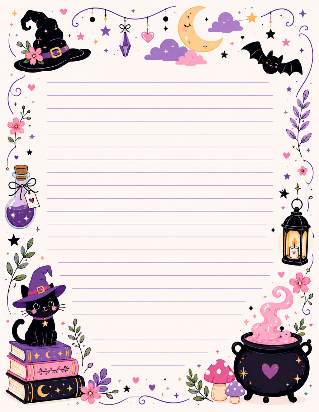 Whimsical Witchy Stationery Set