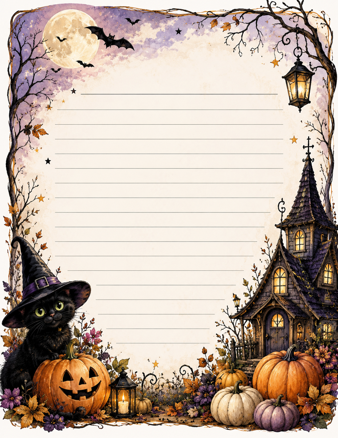 Whimsical Halloween Stationery Set